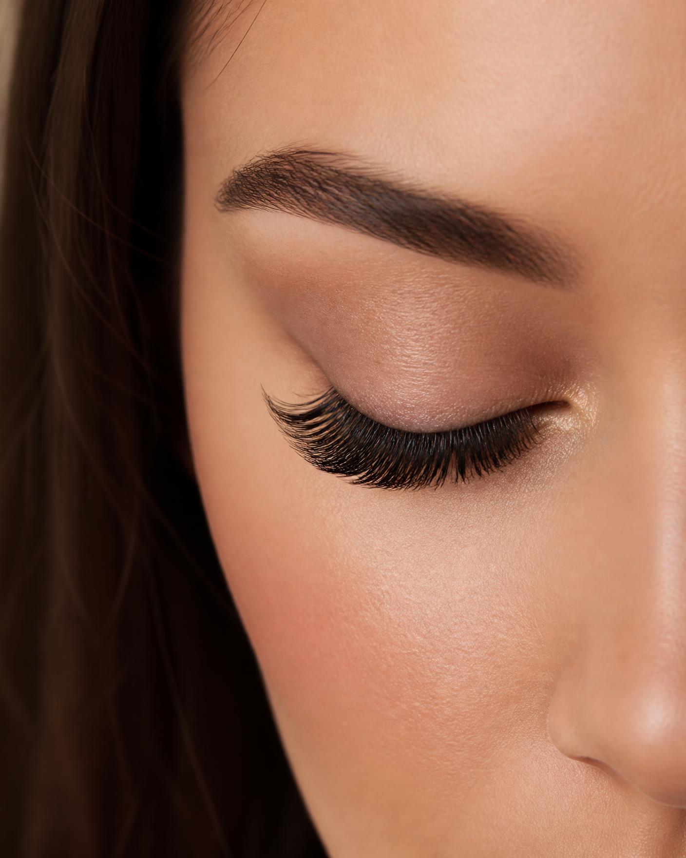 Close-up of classic eyelash extensions applied at Gungahlin Beauty